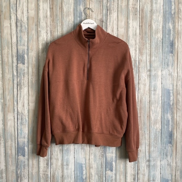 SO The lounge Life Tunic brown  Funnel Neck 1/4 Zip | Small - Picture 3 of 8